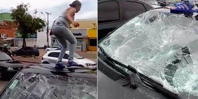 menghancurkan mobil suaminya
