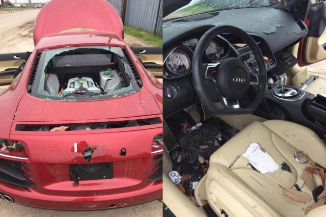mobil sport mewah Audi R8, menjadi pelampiasan sakit hati